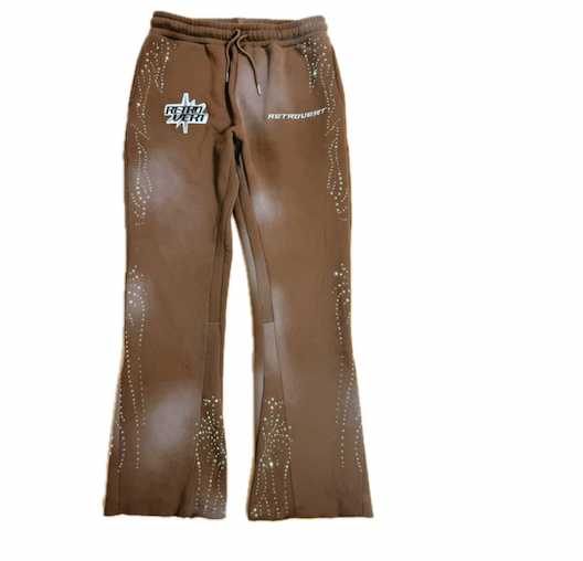 INFINITY RHINESTONE PANTS - BROWN
