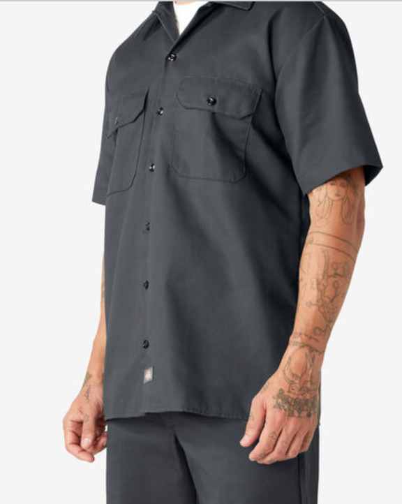 Short Sleeve Work Shirt, Charcoal Gray