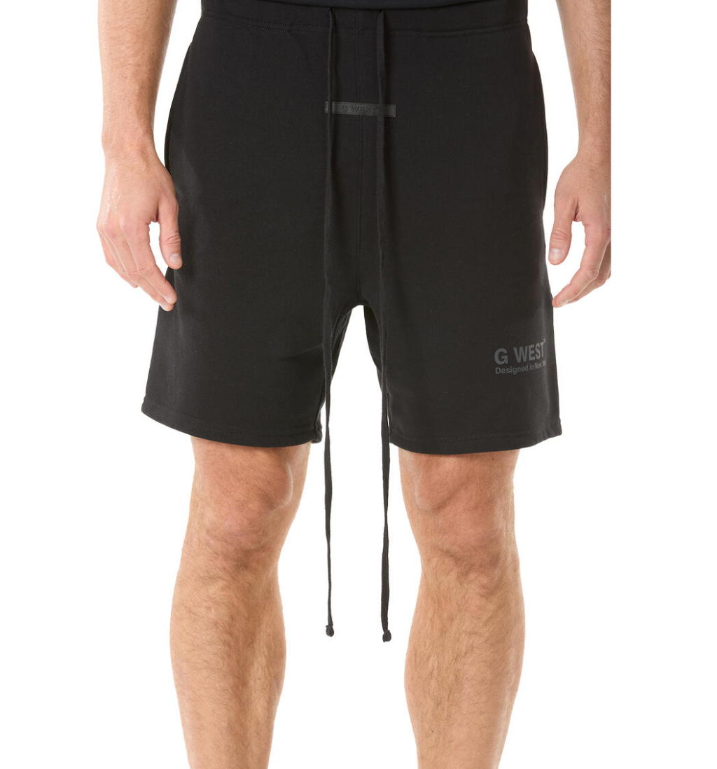 G WEST MENS LIFESTYLE PREMIUM SWEAT SHORTS - JET BLACK