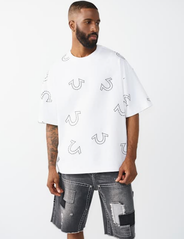 Horseshoe Print Logo Heavyweight Oversized Tee