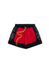 Load image into Gallery viewer, FRENCH TERRY ROW SHORTS - BLACK/RED
