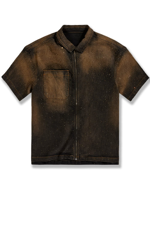 RADIANT DENIM ZIP UP SHIRT