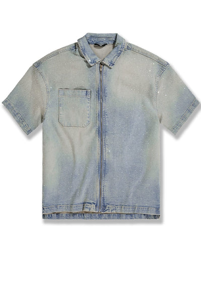 RADIANT DENIM ZIP UP SHIRT