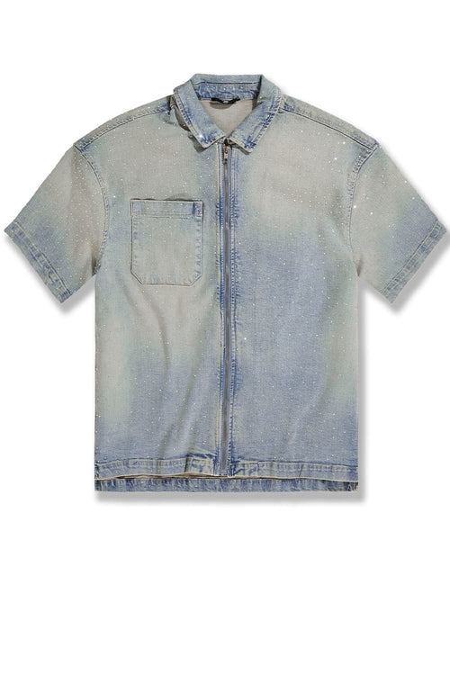 RADIANT DENIM ZIP UP SHIRT