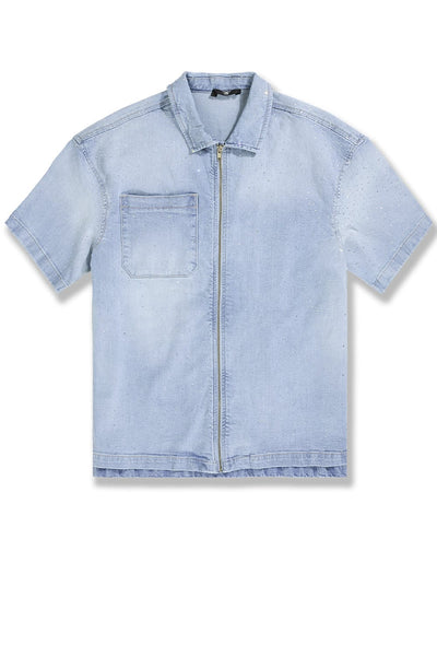 RADIANT DENIM ZIP UP SHIRT