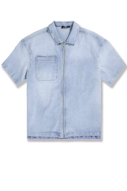 RADIANT DENIM ZIP UP SHIRT
