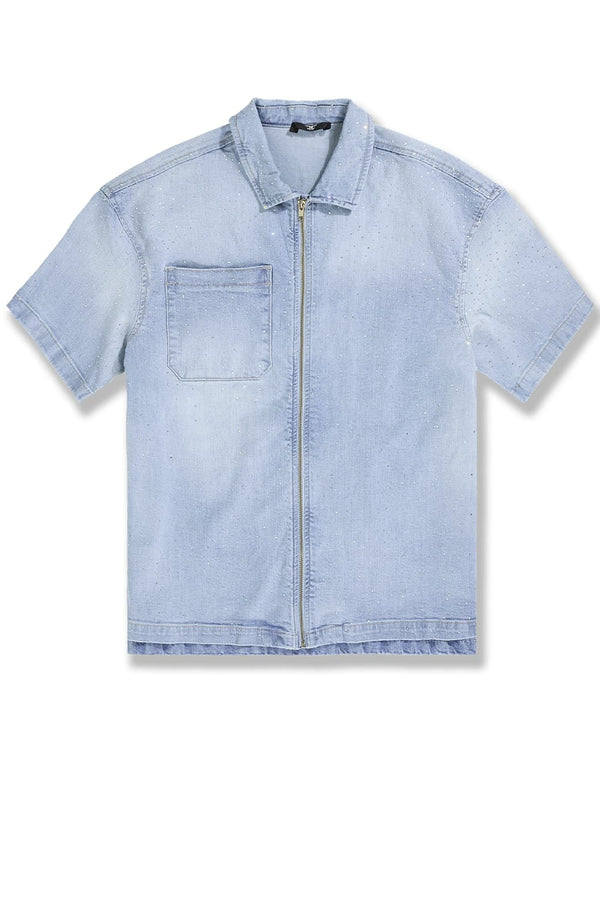 RADIANT DENIM ZIP UP SHIRT