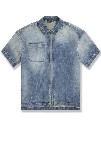 RADIANT DENIM ZIP UP SHIRT