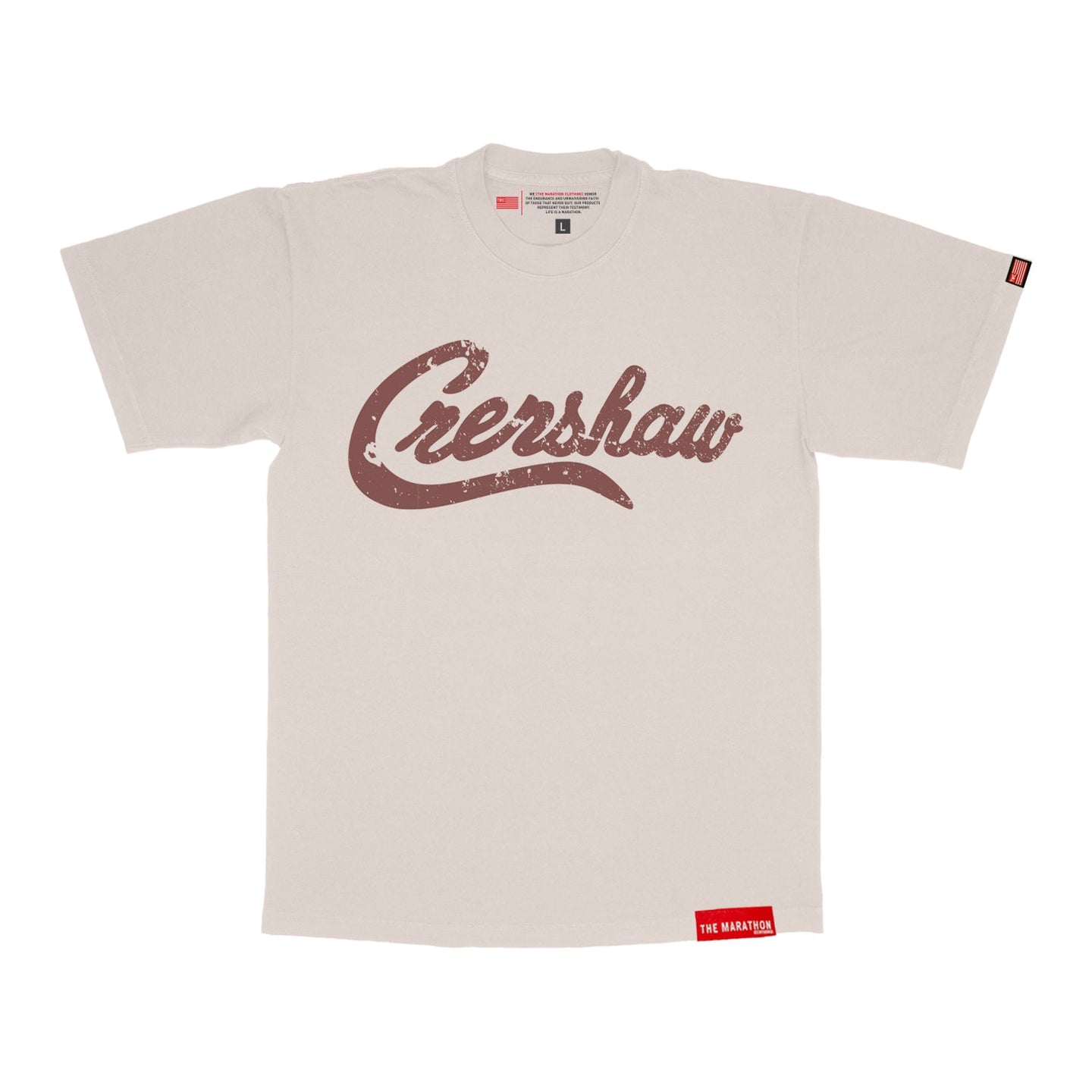 VINTAGE CRENSHAW T-SHIRT - SEA SALT/BURGUNDY