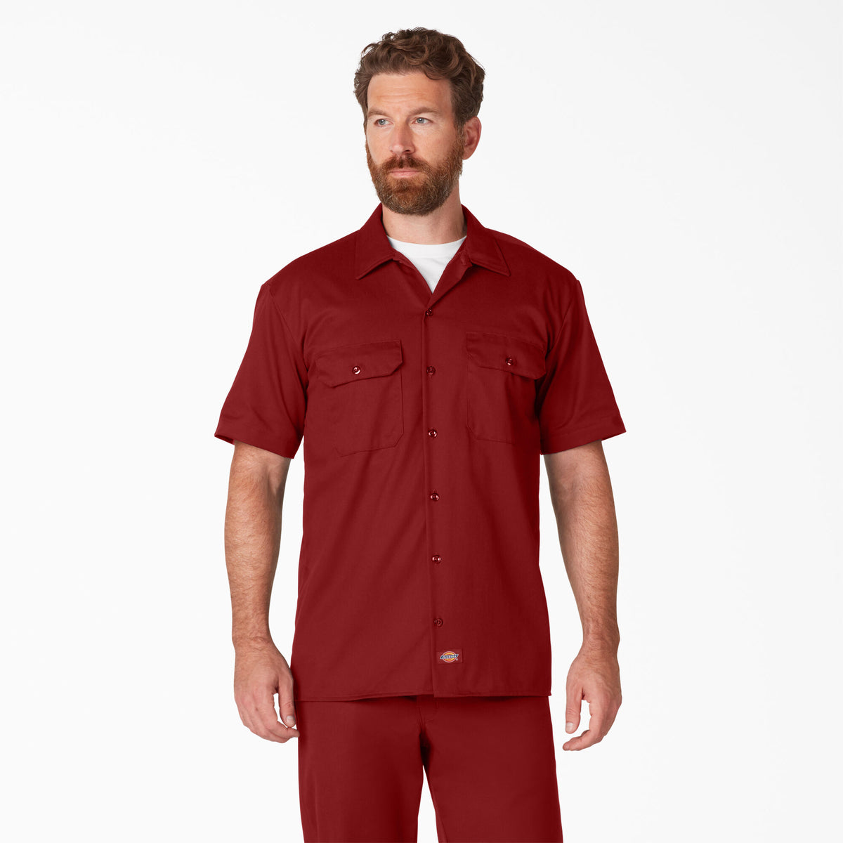 Short Sleeve Work Shirt, English Red